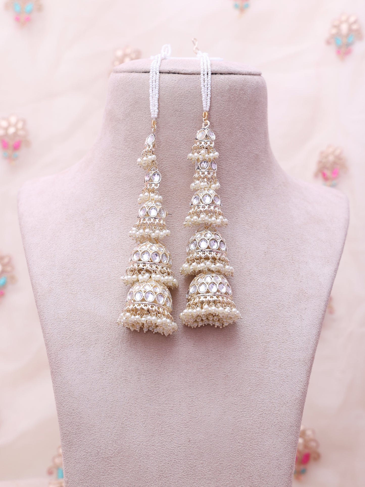 White Habiba Jhumkis