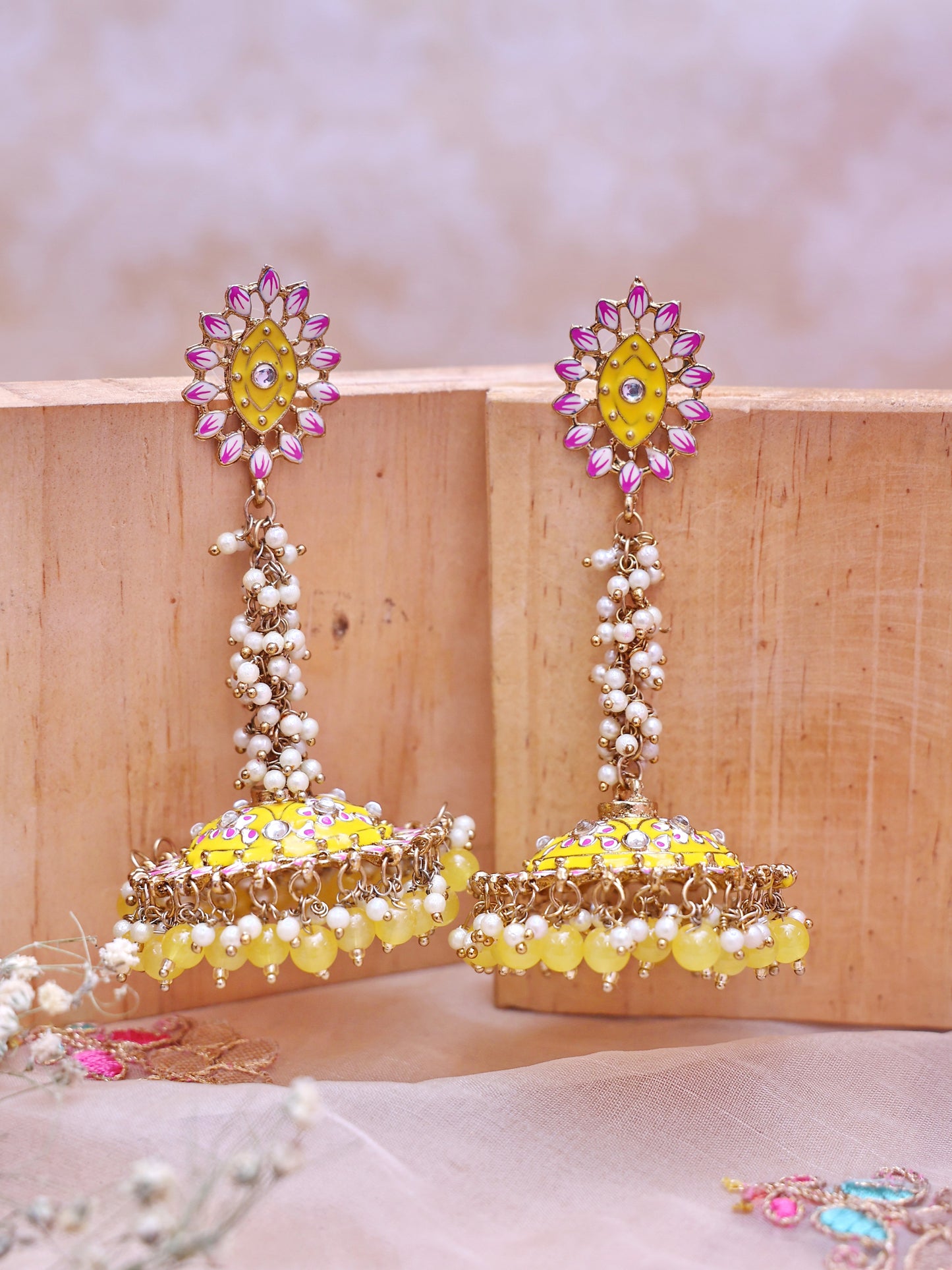 Yellow Jaya Jhumkis