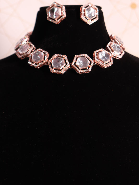 Rosegold Luna AD Polki Set
