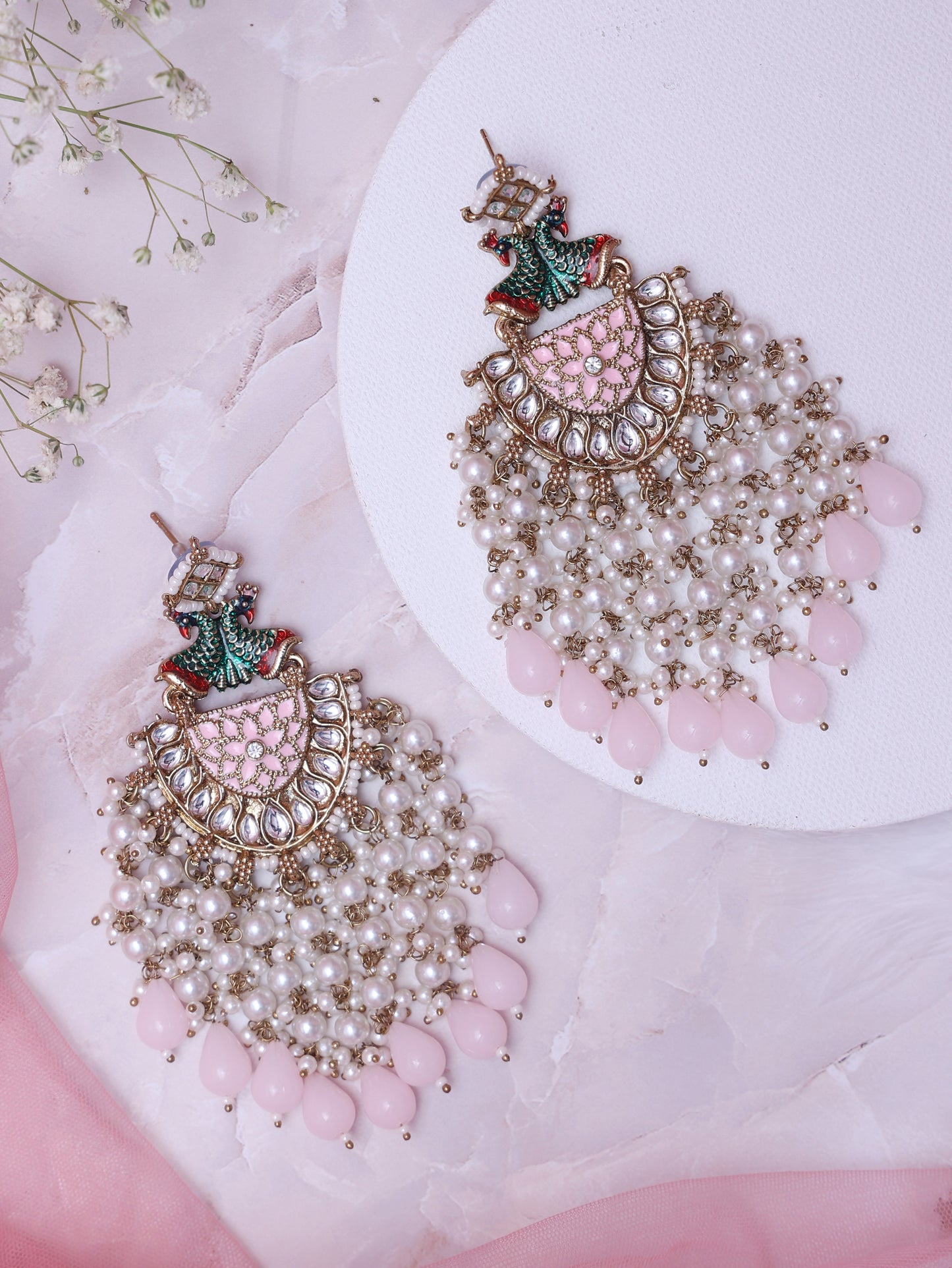 Baby Pink Jaba Designer Earrings