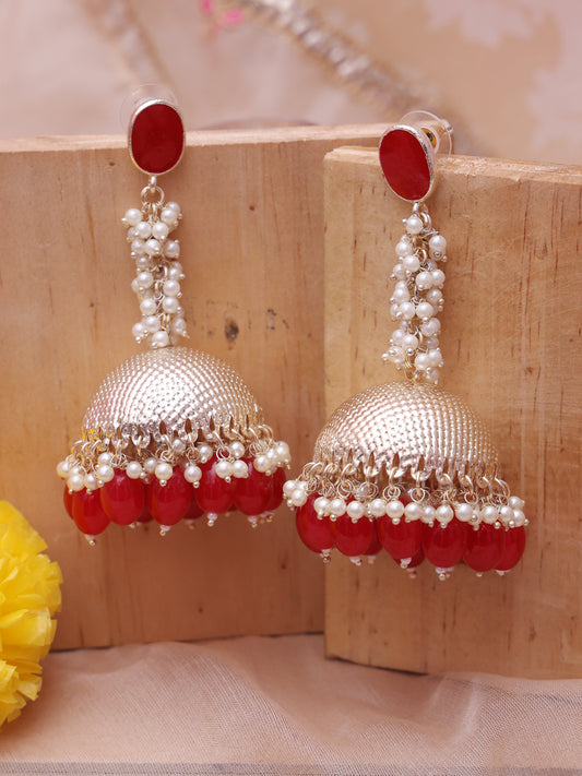 Red Vedhika Jhumkis