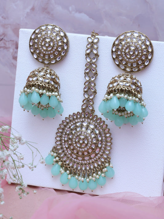 Mint Babitha Maang Tika Set