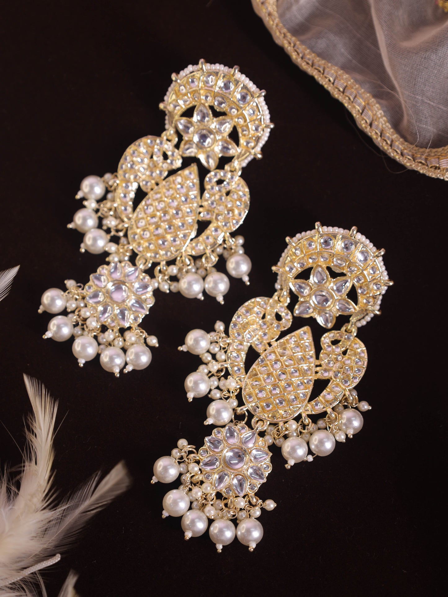 White Johar Designer Earrings