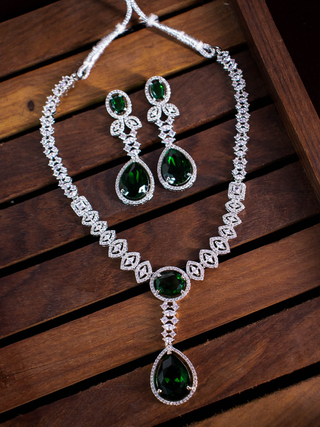 Emerald Green Sara AD Necklace Set