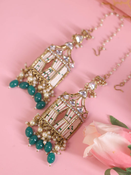 Rama Green Rajasthani Jharoka Jhumkis
