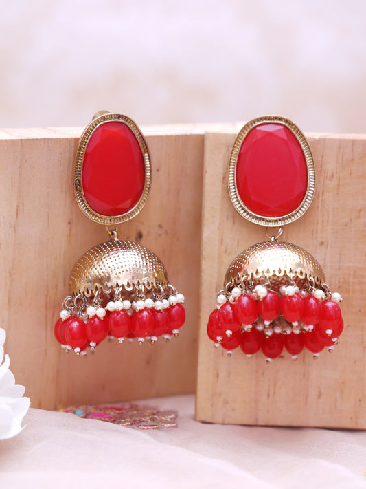 Red Khushi Jhumkis