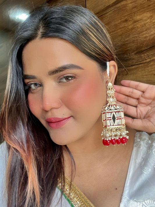 Red Rajasthani Jharoka Jhumkis