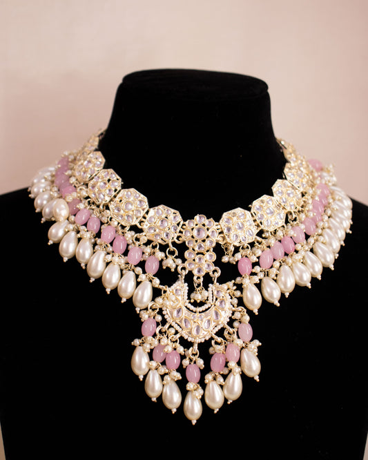 Baby Pink Iditri Necklace Set