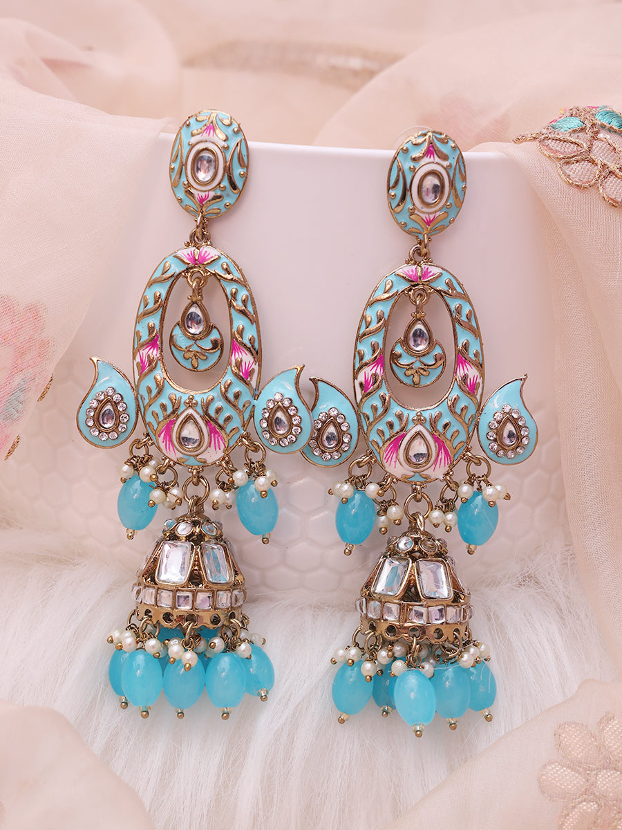 Turquoise Kiran Jhumkis