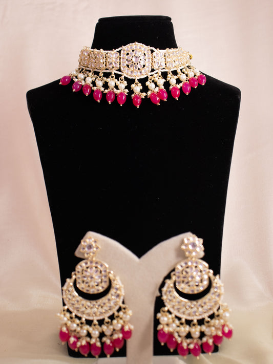 Pink Swara Necklace Set