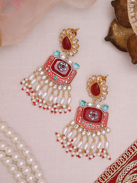 Red Bhavna Designer Earrings