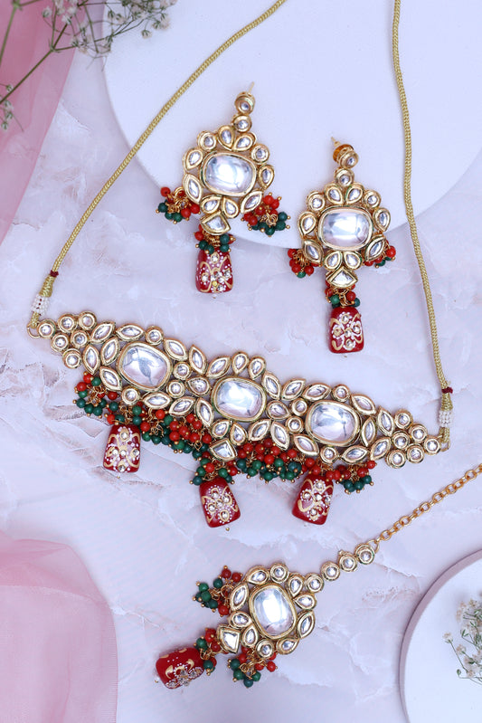 Red Daitya Necklace Set