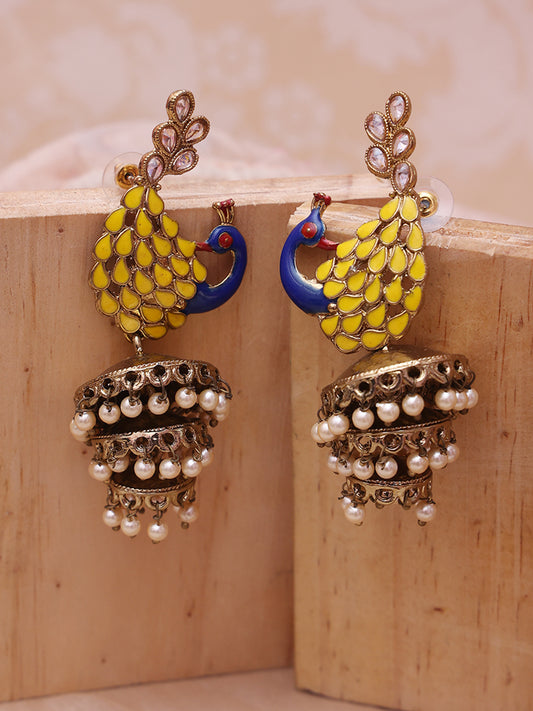 Yellow Shanaka Jhumkis