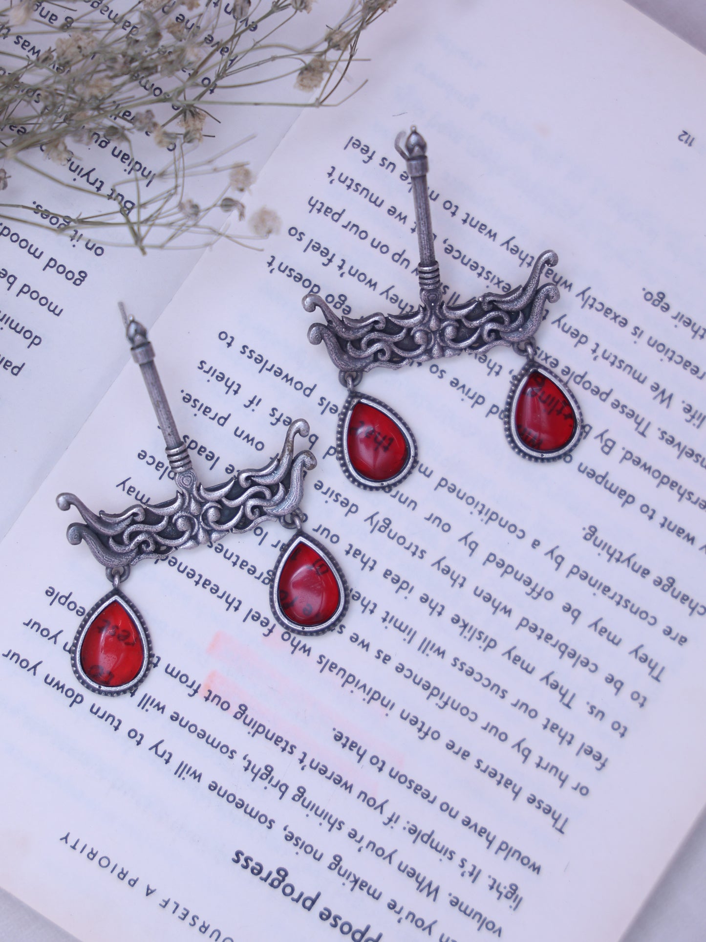 Red Maryam Oxidised Earrings