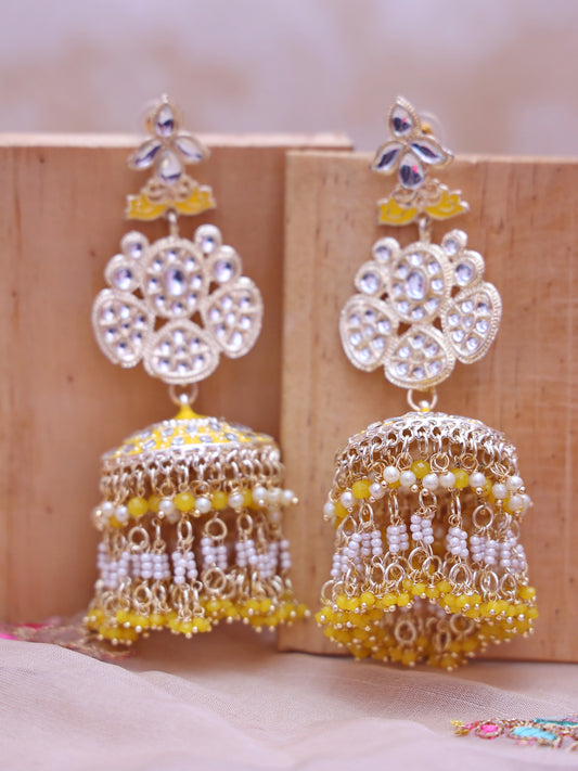 Yellow Alizeh Jhumkis