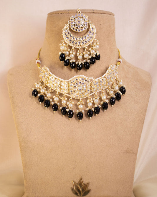 Black Swara Necklace Set