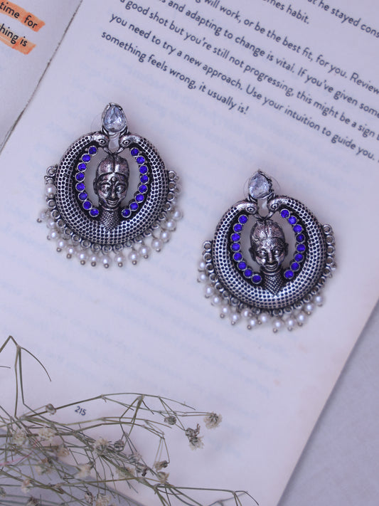 Blue Navi Oxidised Earrings