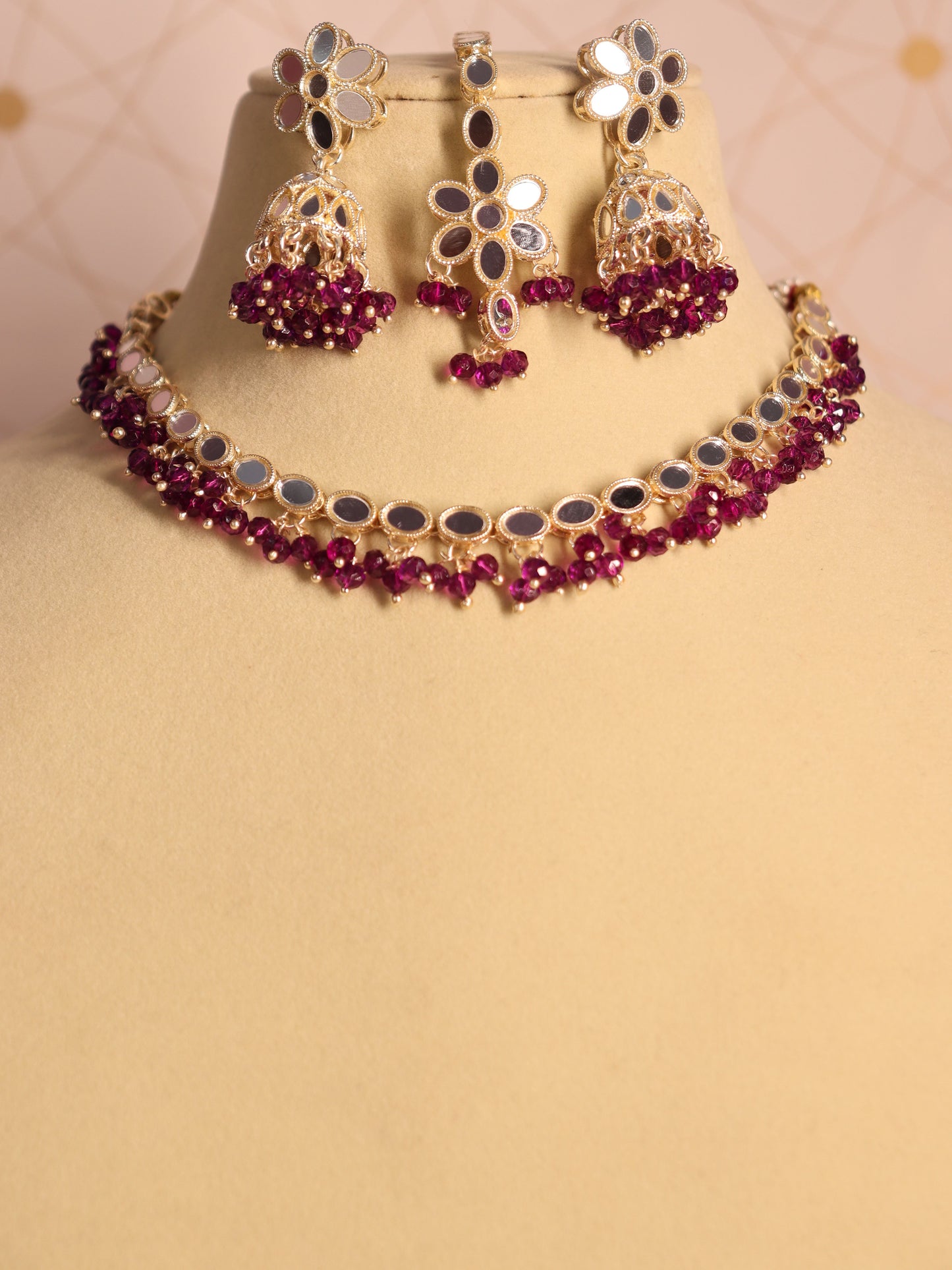 Purple Nimrat Minimal Necklace Set