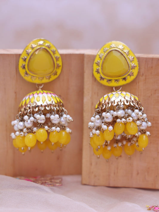 Yellow Kianshi Jhumkis