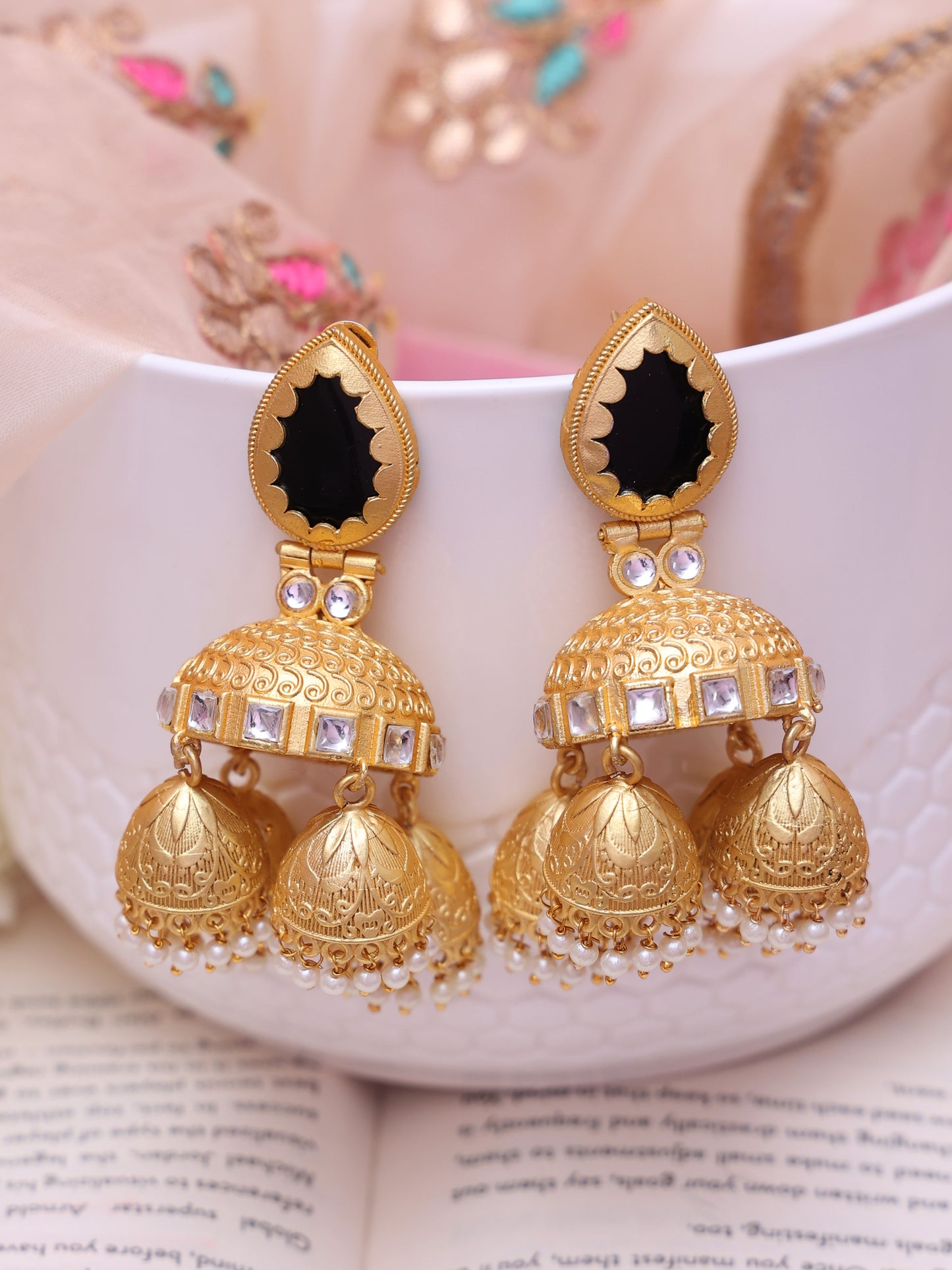 Black Raagavi Jhumkis