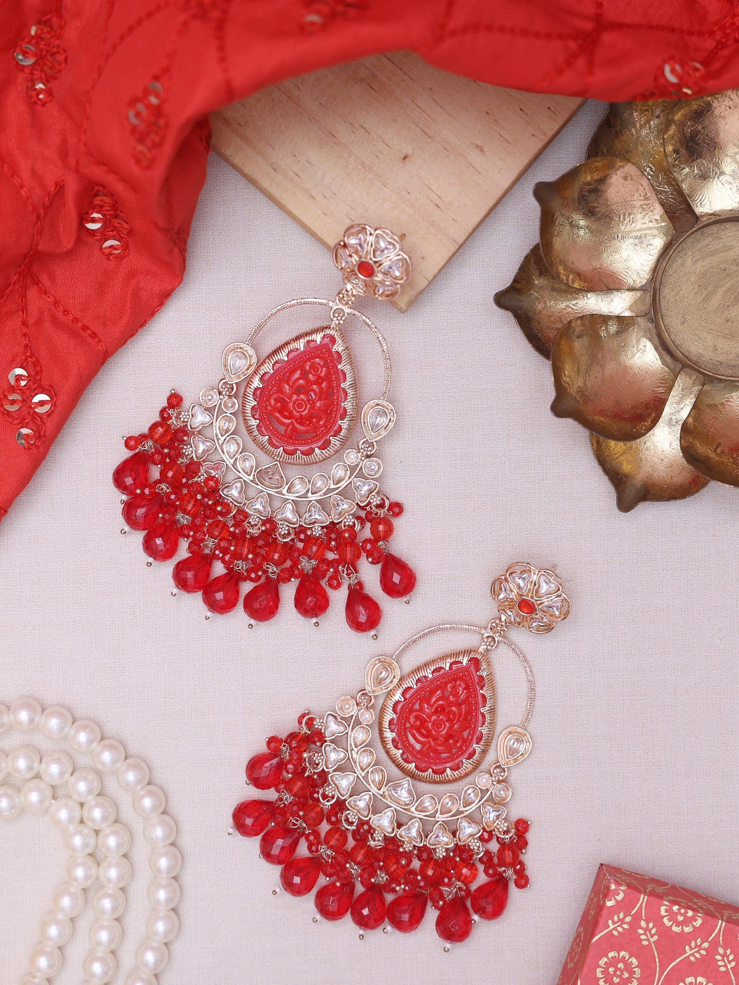 Red Lysa Designer Earrings