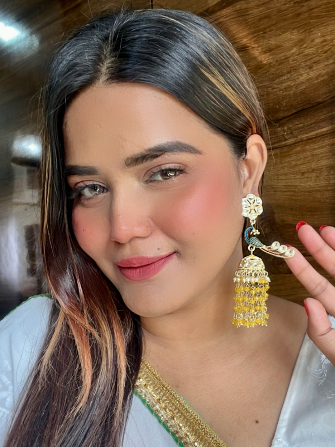 Yellow Peacock Designer Jhumkis