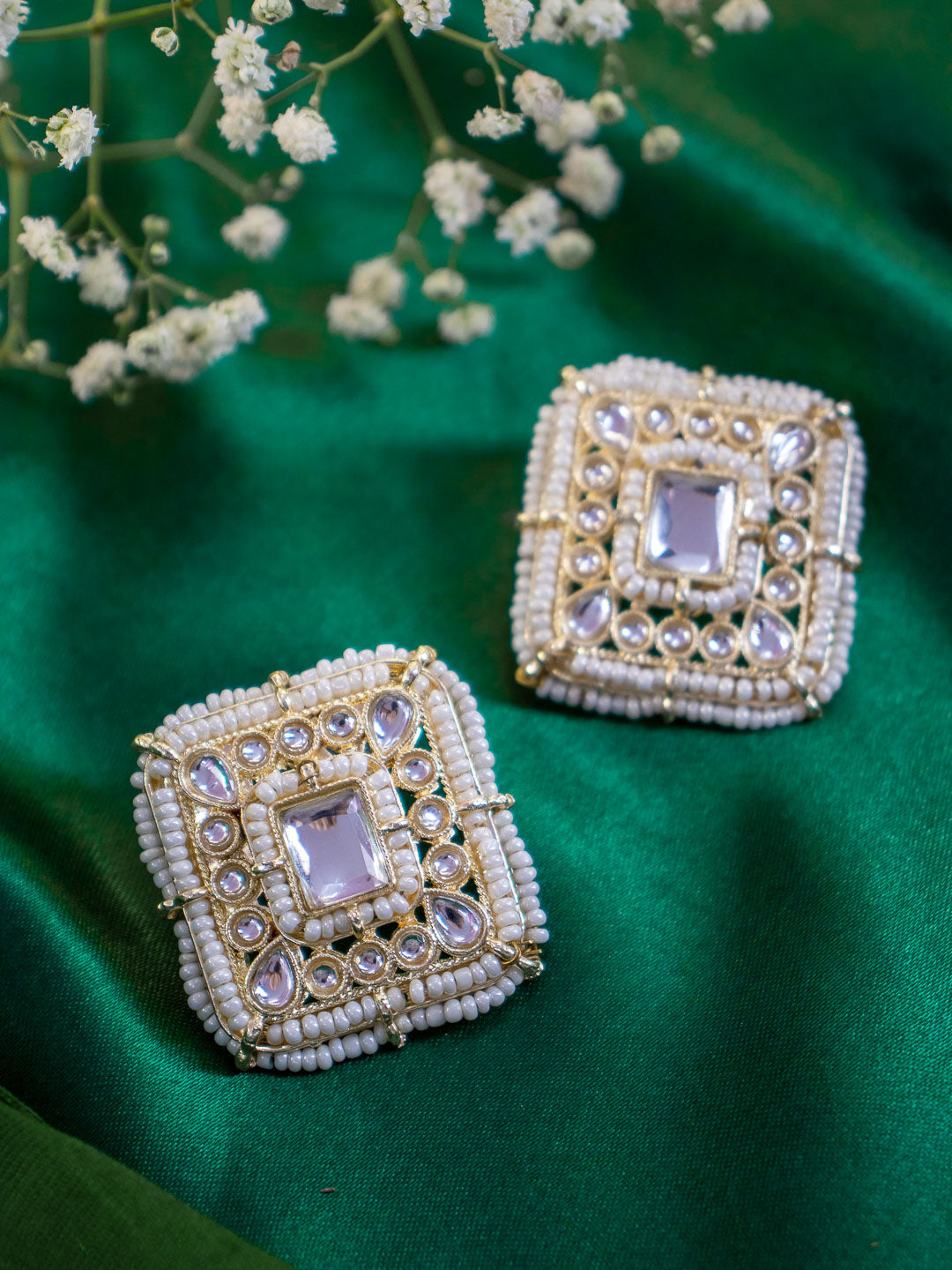 White Square Studs