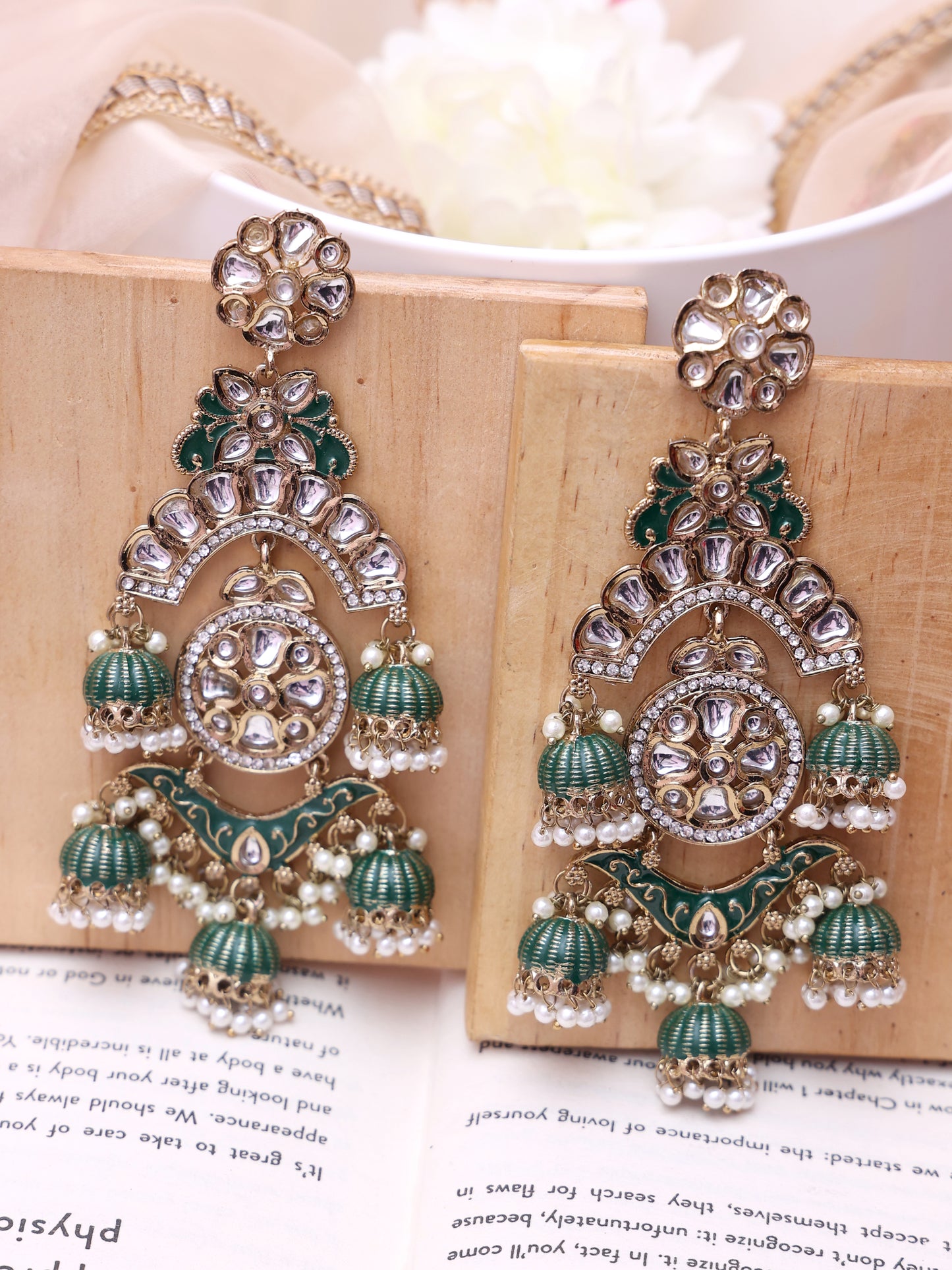 Emerald Green Vaagai Jhumkis