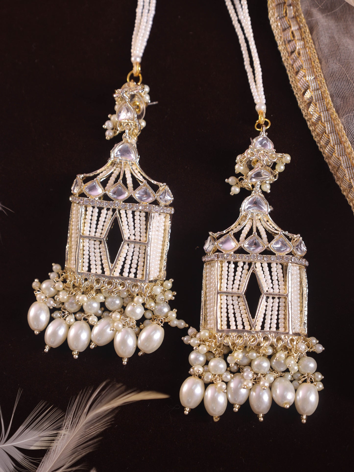 White Rajasthani Jharoka Jhumkis