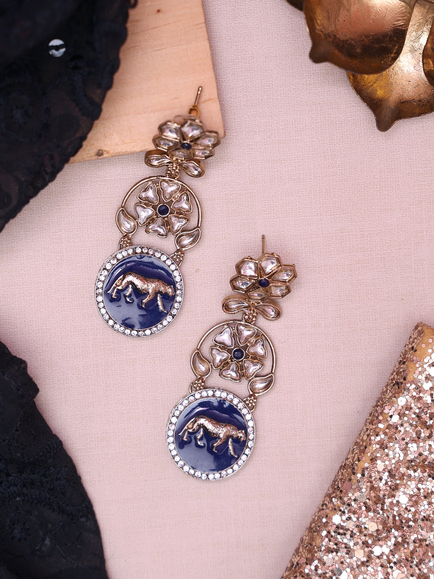 Blue Cheetah Designer Earrings