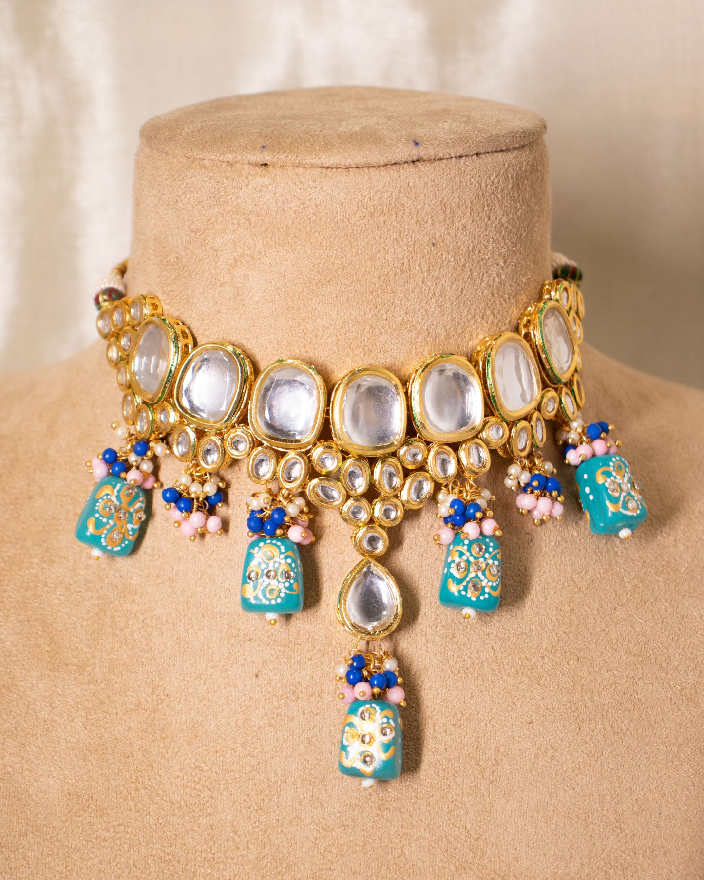 Blue Lipika Kundan Choker Set