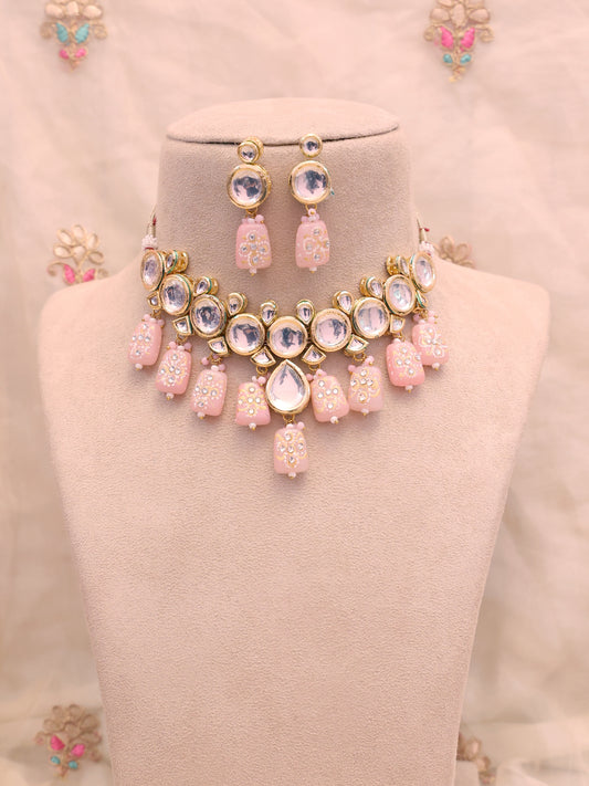 Baby Pink Yaduni Necklace Set