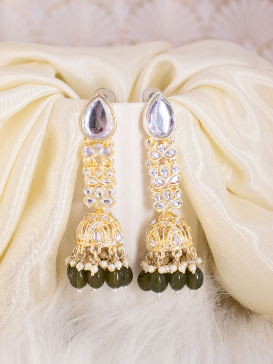 Olive Green Gina Jhumkis