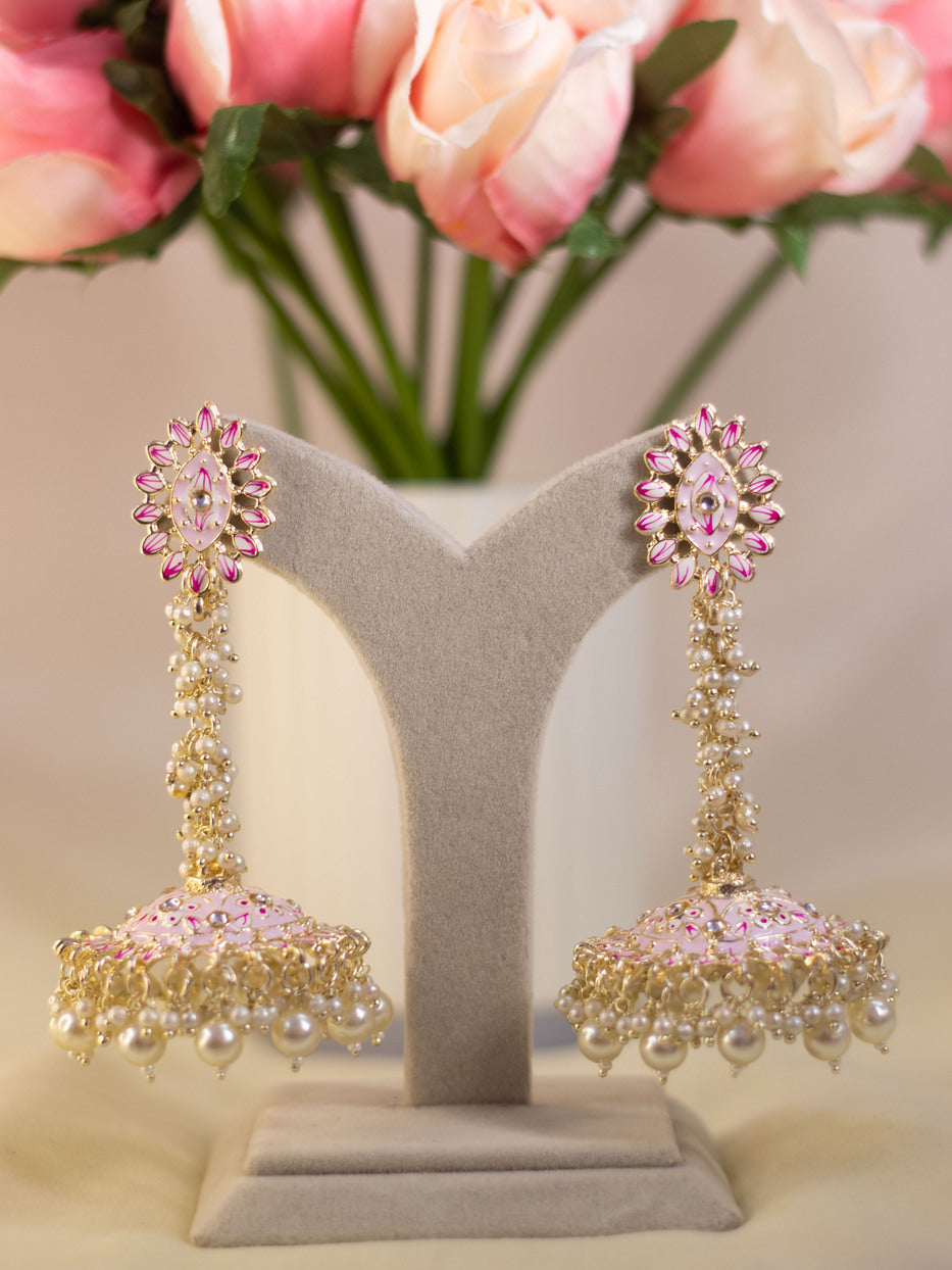 Pink Dhwani Jhumkis