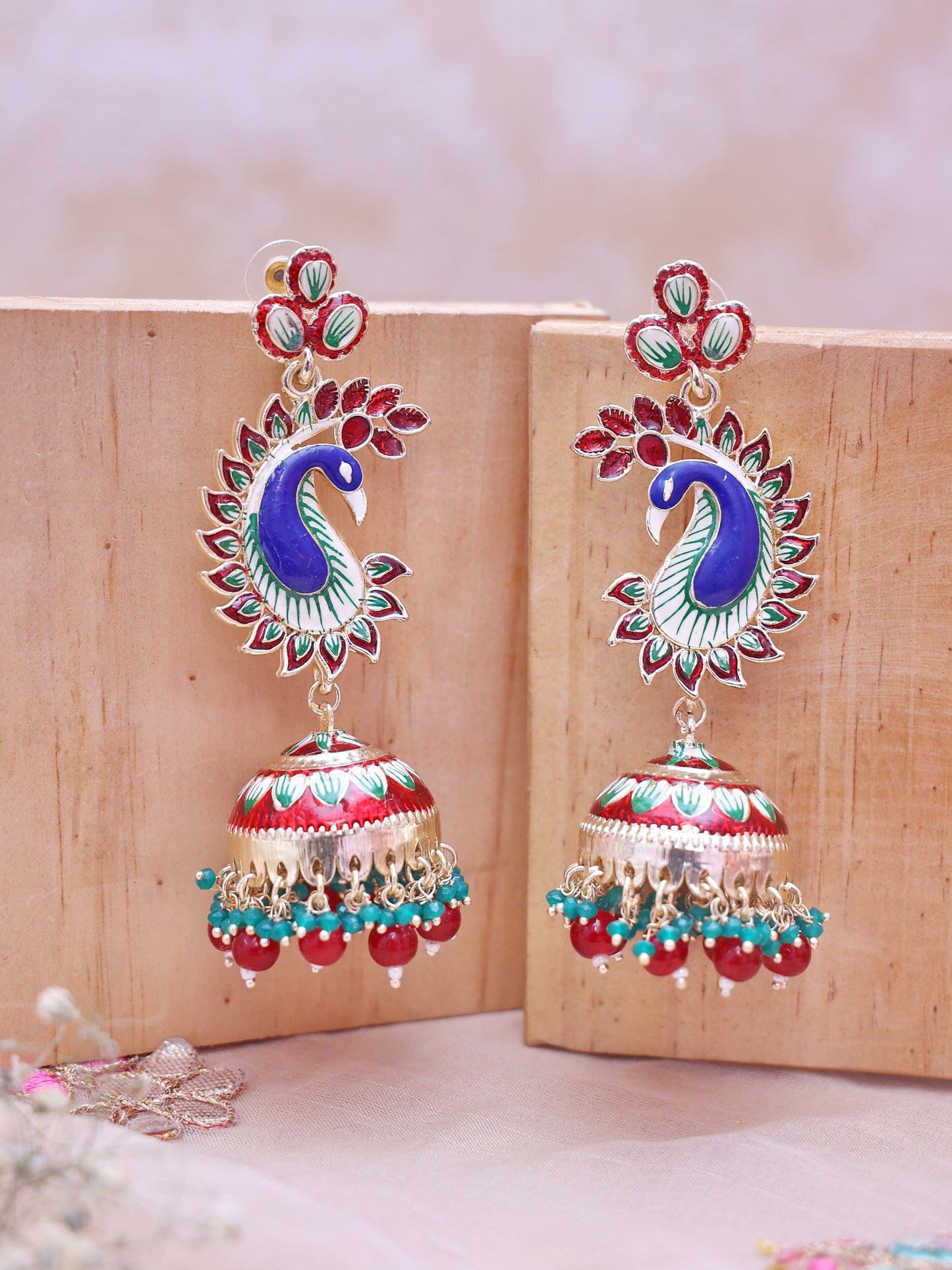 Red Shweta Jhumkis