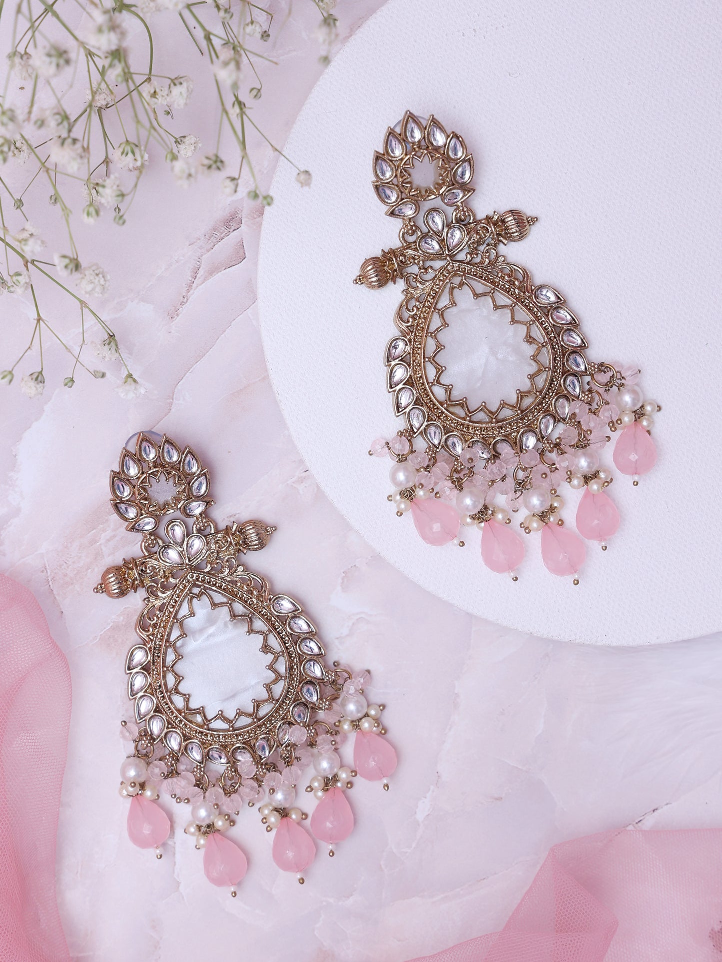 Baby Pink Keesha Designer Earrings