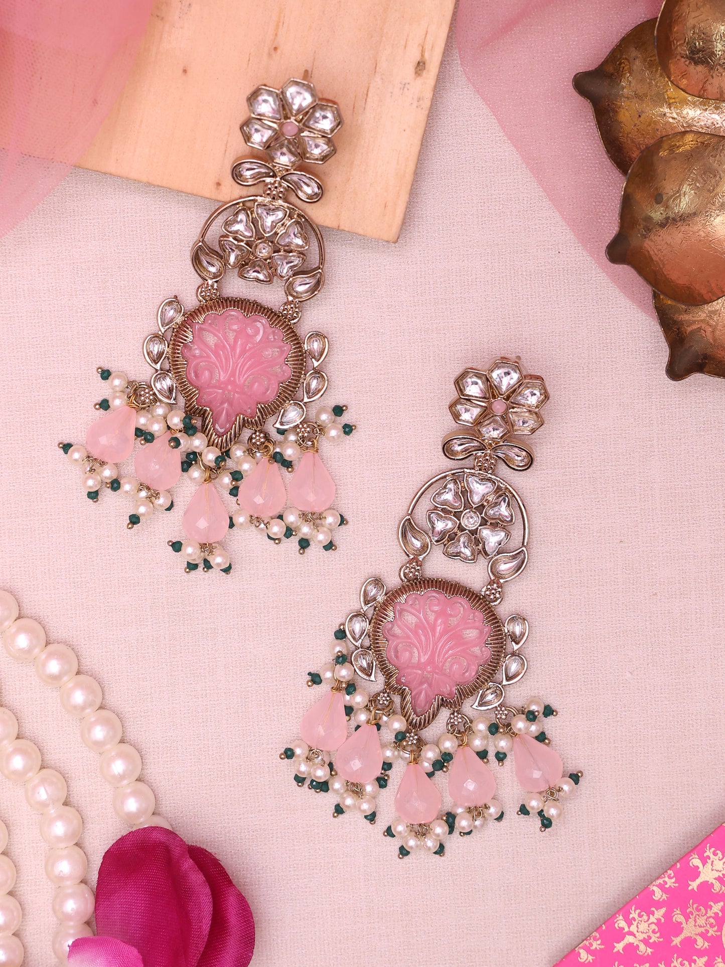 Baby Pink Malavi Designer Earrings