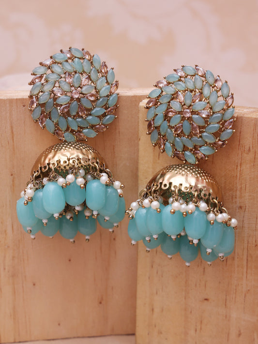 Turquoise Warhi Jhumkis