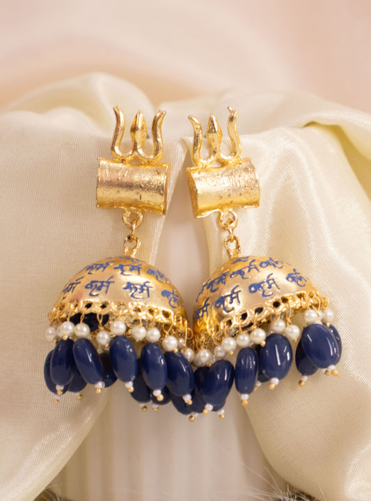 Navy Blue Trishul Jhumkis