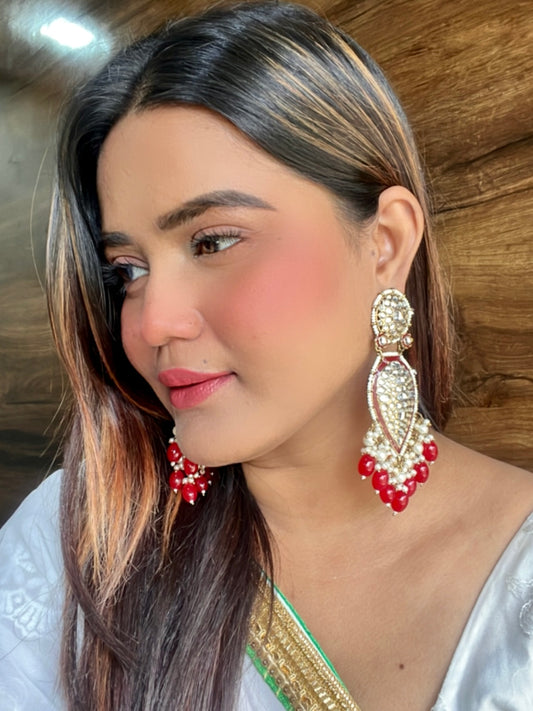 Red Naina Designer Earrings