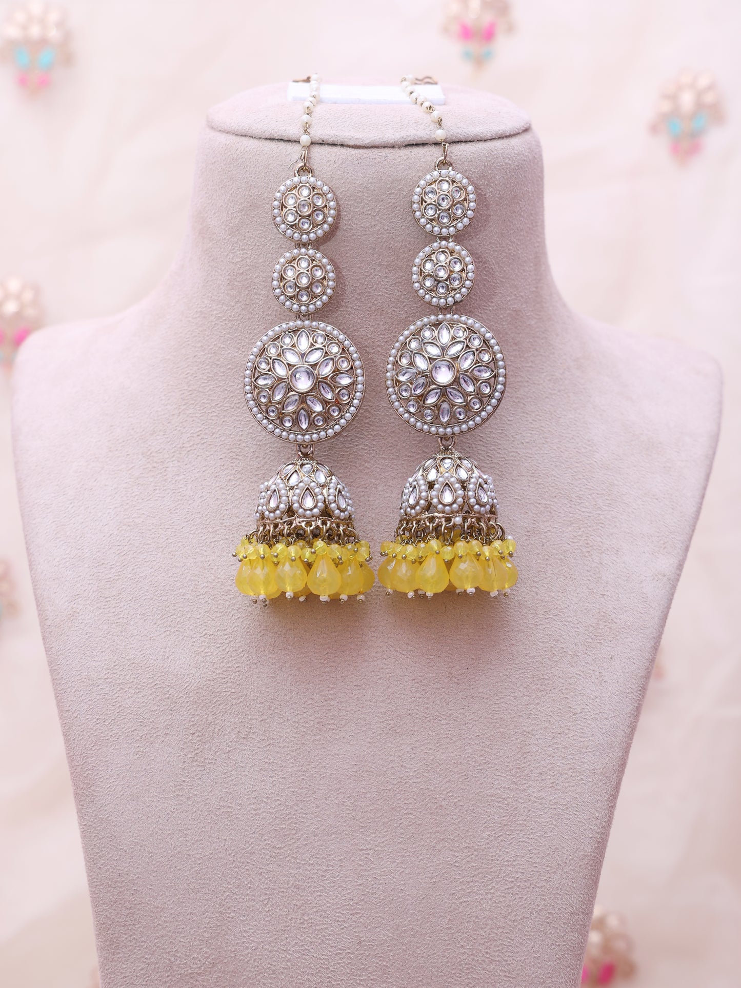 Yellow Mehtab Jhumkis