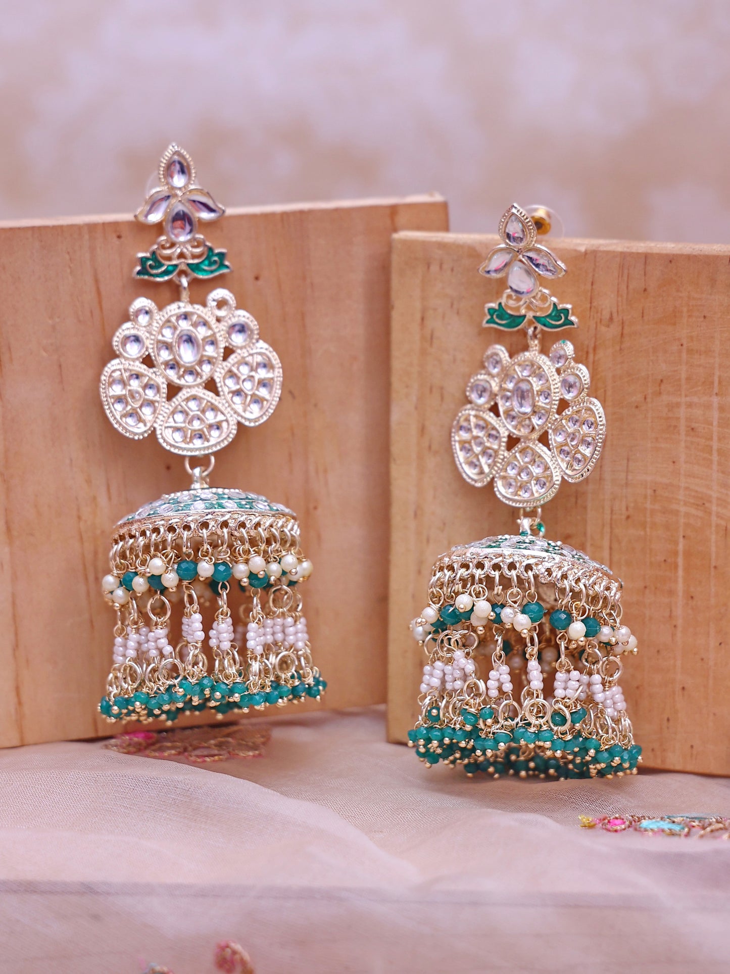 Green Alizeh Jhumkis