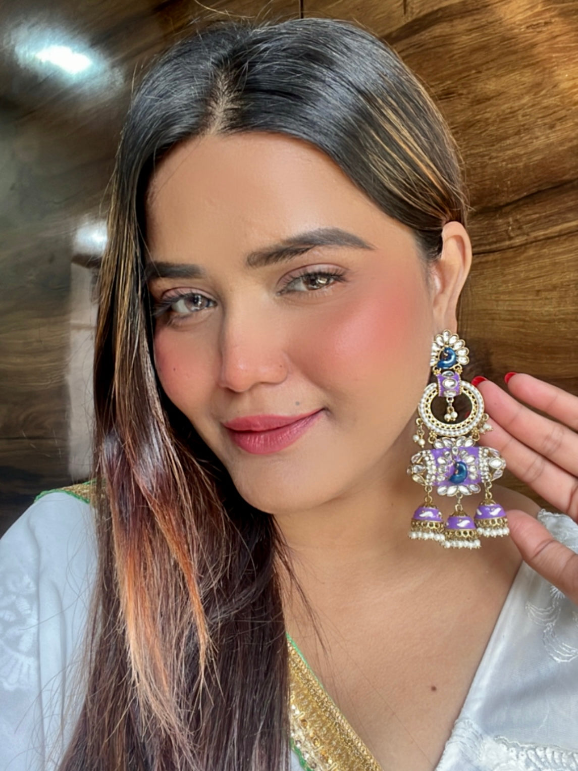 Purple Kalki Designer Jhumkis