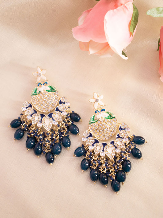 Dark Blue Saloni Designer Earrings