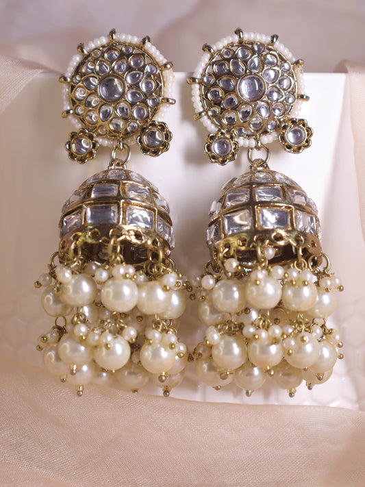 White Shantai Jhumkis