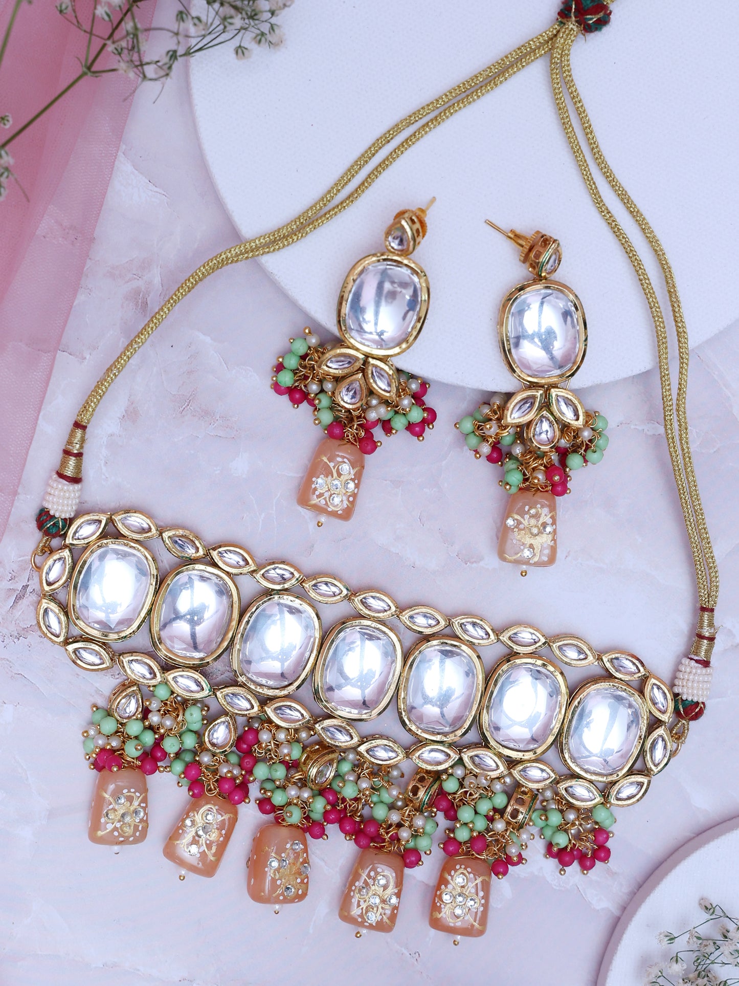 Peach Edha Necklace Set