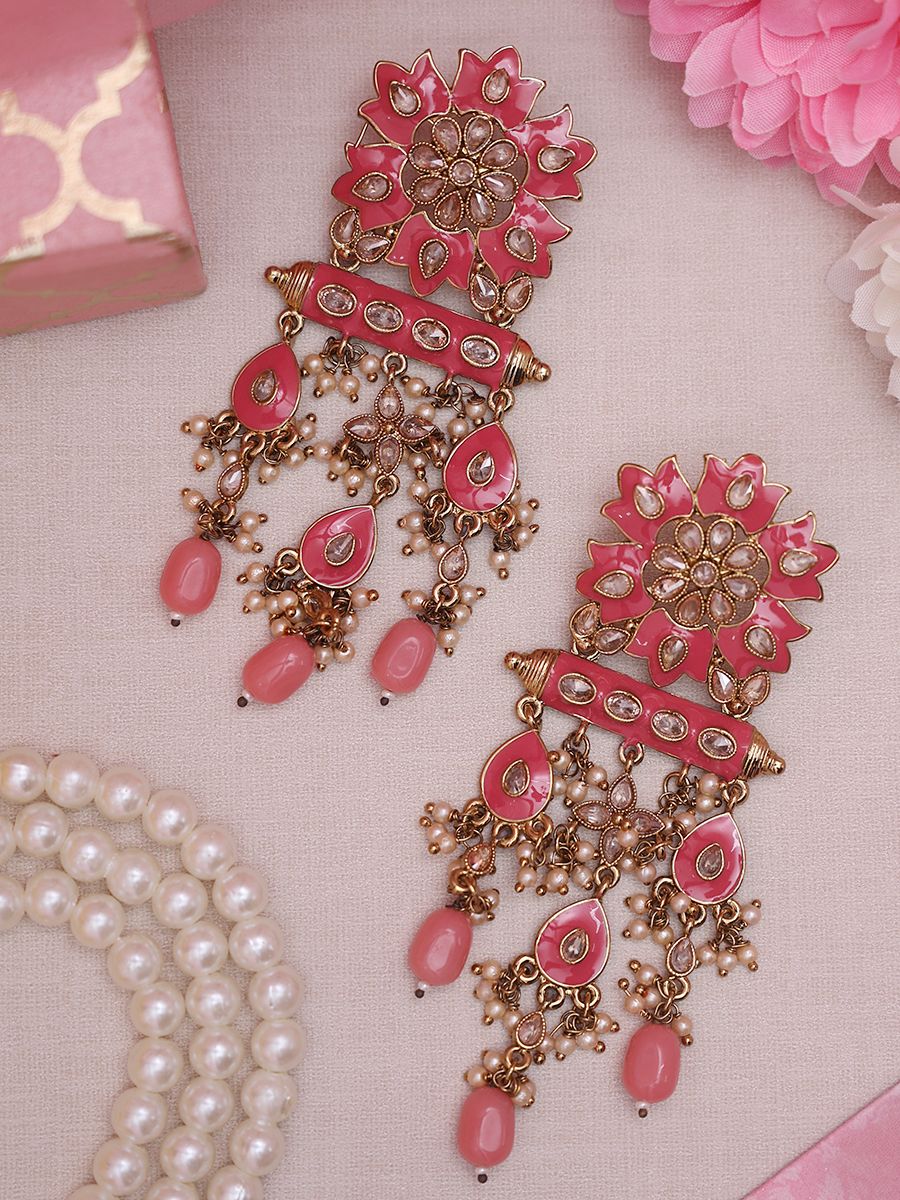 Pink Surajmukhi Jhumkis