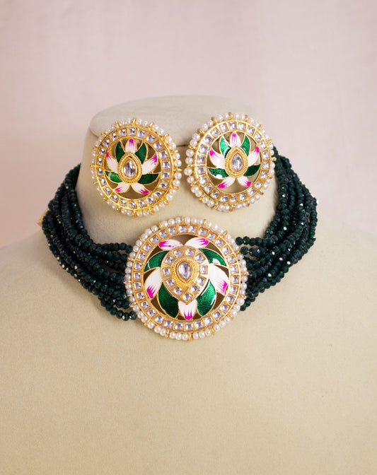 Green Hrishita Choker Necklace Set