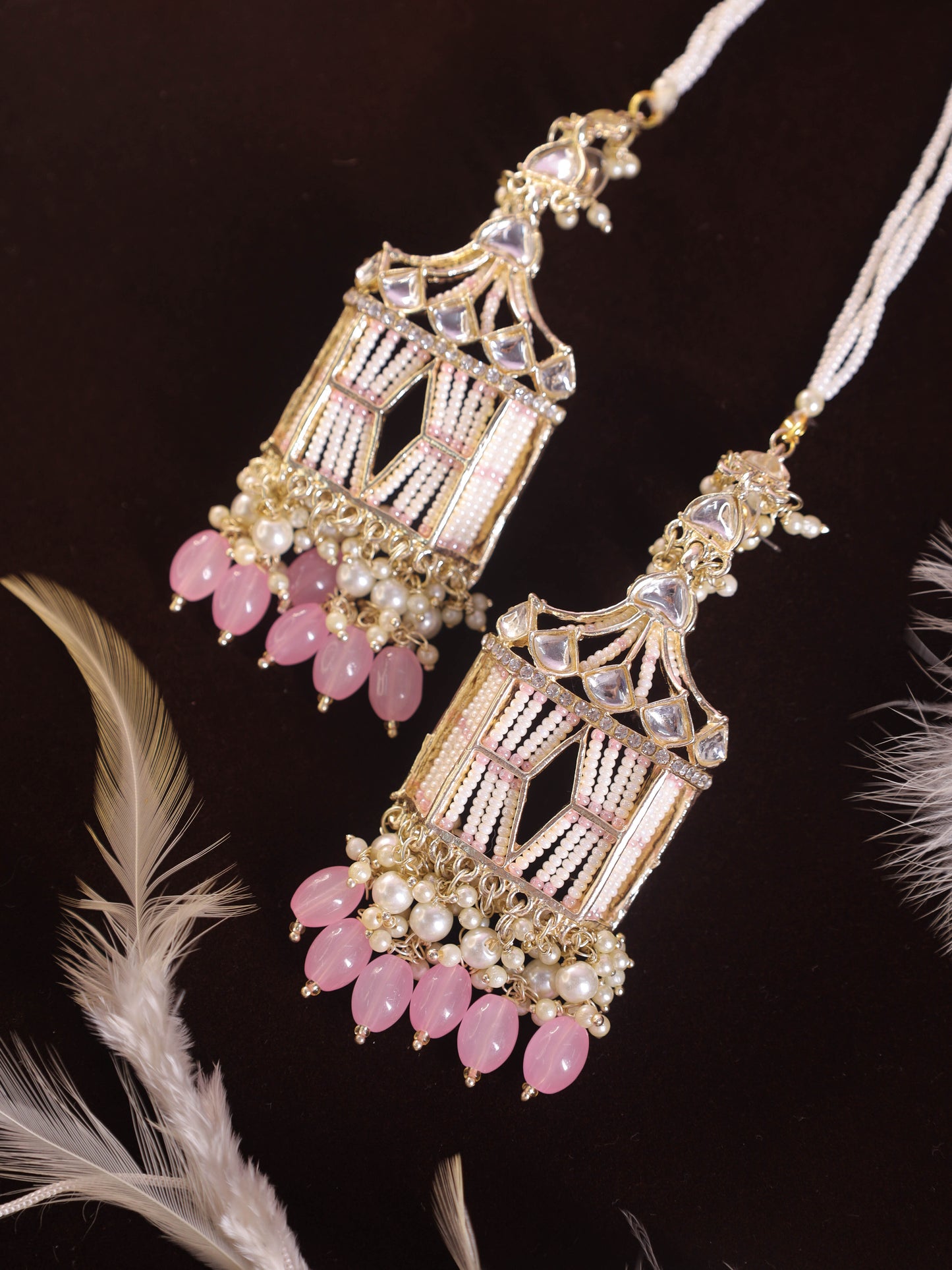 Baby Pink Rajasthani Jharoka Jhumkis