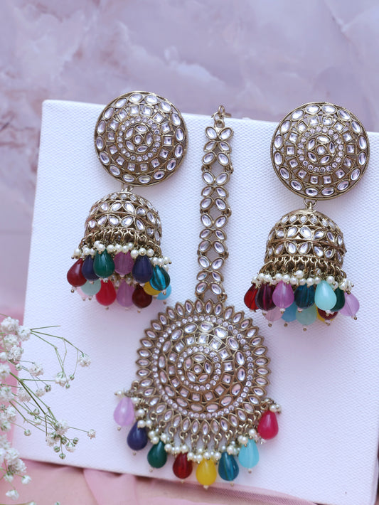 Multicolor Babitha Maang Tika Set